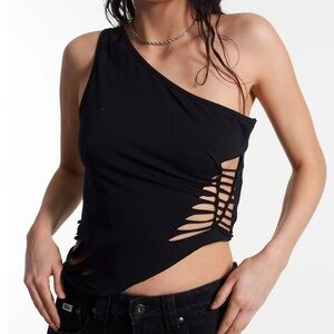 SOLD - THE RAGGED PRIEST Web Slashed Vest Top Sz UK12 / MED